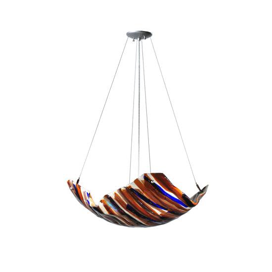 Meyda Lighting Oceano 28" 4-Light Inverted Pendant Light With Multi-Colored Shade Glass