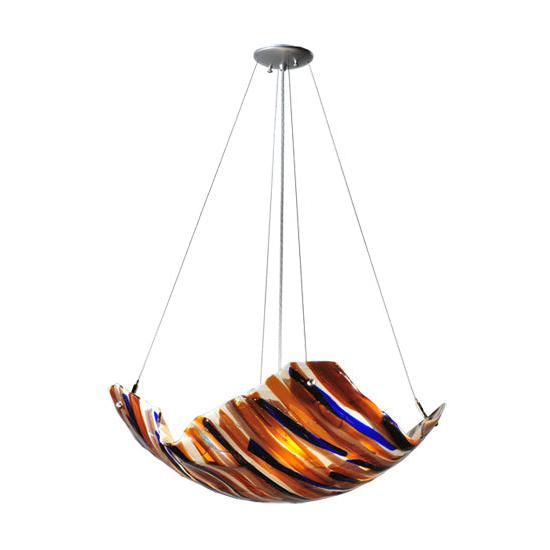 Meyda Lighting Oceano 28" 4-Light Inverted Pendant Light With Multi-Colored Shade Glass
