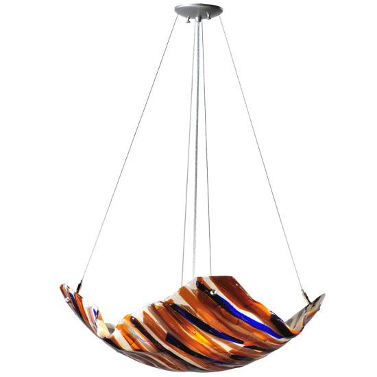 Meyda Lighting Oceano 28" 4-Light Inverted Pendant Light With Multi-Colored Shade Glass