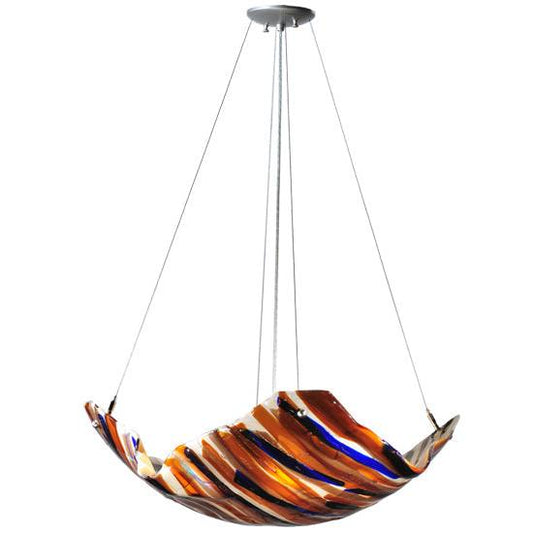 Meyda Lighting Oceano 28" 4-Light Inverted Pendant Light With Multi-Colored Shade Glass