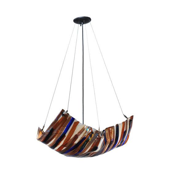 Meyda Lighting Oceano 29" 4-Light Inverted Pendant Light With Multi-Colored Shade Glass