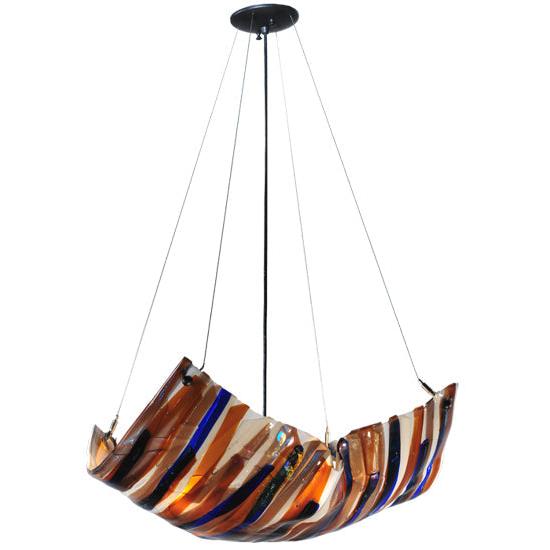 Meyda Lighting Oceano 29" 4-Light Inverted Pendant Light With Multi-Colored Shade Glass