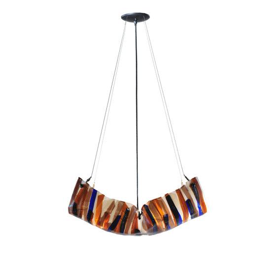 Meyda Lighting Oceano 29" 4-Light Inverted Pendant Light With Multi-Colored Shade Glass