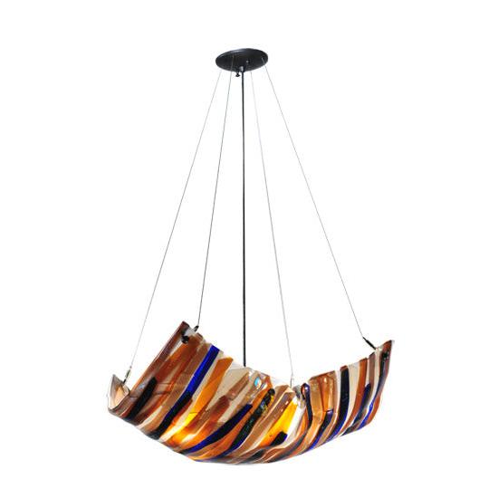 Meyda Lighting Oceano 29" 4-Light Inverted Pendant Light With Multi-Colored Shade Glass