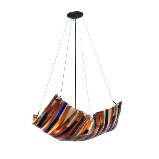 Meyda Lighting Oceano 29" 4-Light Inverted Pendant Light With Multi-Colored Shade Glass