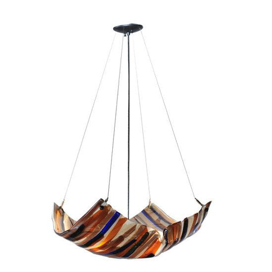 Meyda Lighting Oceano 29" 4-Light Inverted Pendant Light With Multi-Colored Shade Glass