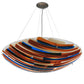 Meyda Lighting Oceano 30" 4-Light Nickel Inverted Pendant Light With Multi-Colored Shade Glass