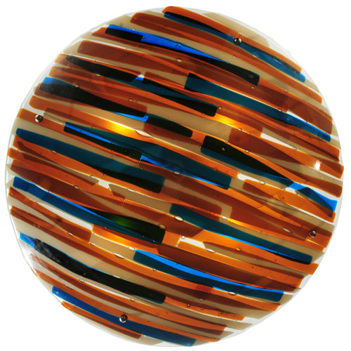 Meyda Lighting Oceano 30" 4-Light Nickel Inverted Pendant Light With Multi-Colored Shade Glass