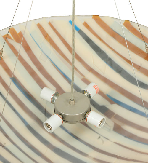 Meyda Lighting Oceano 30" 4-Light Nickel Inverted Pendant Light With Multi-Colored Shade Glass