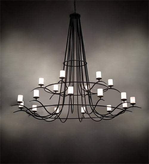 Meyda Lighting Octavia 108" 18-Light Solar Black Chandelier With White Statuario Idalight Shade