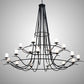 Meyda Lighting Octavia 108" 18-Light Solar Black Chandelier With White Statuario Idalight Shade