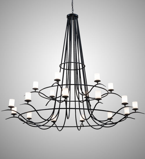 Meyda Lighting Octavia 108" 18-Light Solar Black Chandelier With White Statuario Idalight Shade