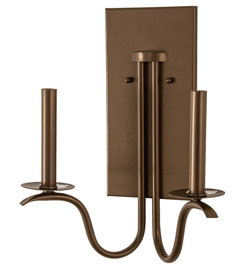 Meyda Lighting Octavia 14" 2-Light Brown Metallic Wall Sconce With Off White Textrene Shade
