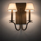 Meyda Lighting Octavia 14" 2-Light Brown Metallic Wall Sconce With Off White Textrene Shade