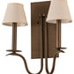 Meyda Lighting Octavia 14" 2-Light Brown Metallic Wall Sconce With Off White Textrene Shade