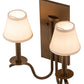 Meyda Lighting Octavia 14" 2-Light Brown Metallic Wall Sconce With Off White Textrene Shade