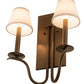 Meyda Lighting Octavia 14" 2-Light Brown Metallic Wall Sconce With Off White Textrene Shade