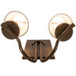 Meyda Lighting Octavia 14" 2-Light Brown Metallic Wall Sconce With Off White Textrene Shade
