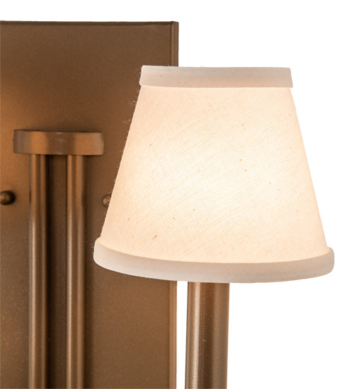 Meyda Lighting Octavia 14" 2-Light Brown Metallic Wall Sconce With Off White Textrene Shade