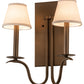 Meyda Lighting Octavia 14" 2-Light Brown Metallic Wall Sconce With Off White Textrene Shade