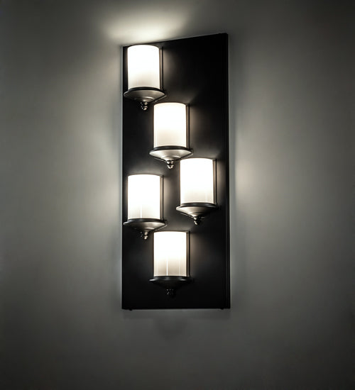 Meyda Lighting Octavia 14" 5-Light Solar Black Wall Sconce With White Statuario Idalight Shade