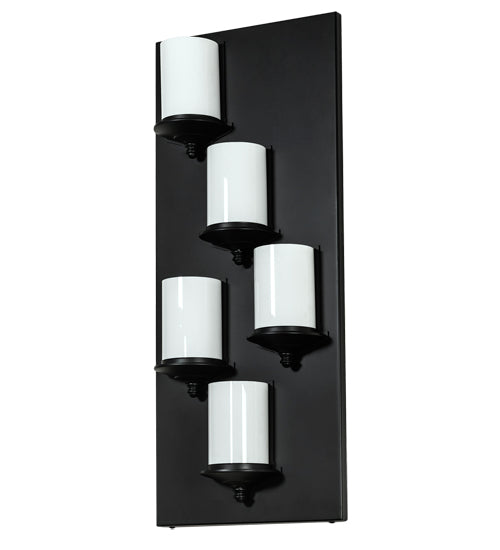 Meyda Lighting Octavia 14" 5-Light Solar Black Wall Sconce With White Statuario Idalight Shade