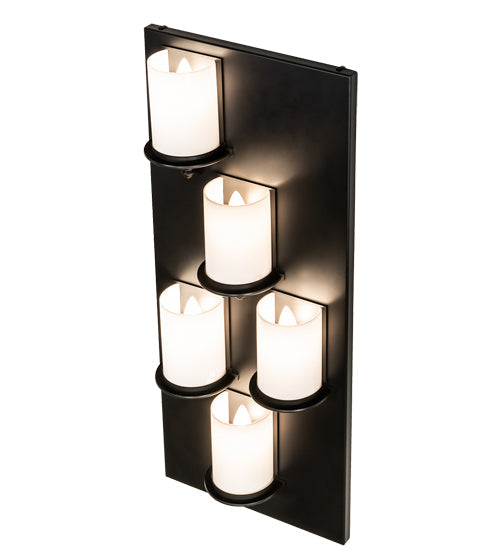 Meyda Lighting Octavia 14" 5-Light Solar Black Wall Sconce With White Statuario Idalight Shade