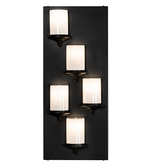 Meyda Lighting Octavia 14" 5-Light Solar Black Wall Sconce With White Statuario Idalight Shade