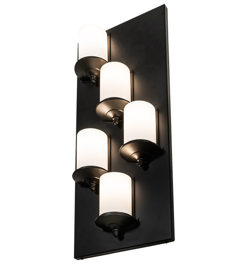 Meyda Lighting Octavia 14" 5-Light Solar Black Wall Sconce With White Statuario Idalight Shade