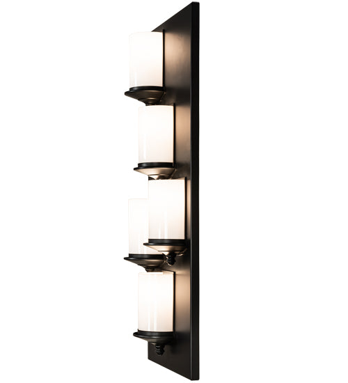Meyda Lighting Octavia 14" 5-Light Solar Black Wall Sconce With White Statuario Idalight Shade