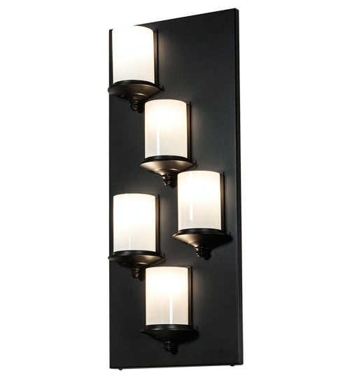 Meyda Lighting Octavia 14" 5-Light Solar Black Wall Sconce With White Statuario Idalight Shade