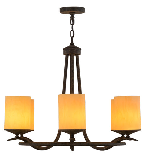 Meyda Lighting Octavia 36" 6-Light Antiquity Chandelier With Beige Tawnyrock Idalight Cylindres Shade