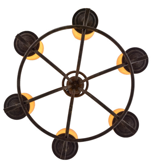 Meyda Lighting Octavia 36" 6-Light Antiquity Chandelier With Beige Tawnyrock Idalight Cylindres Shade