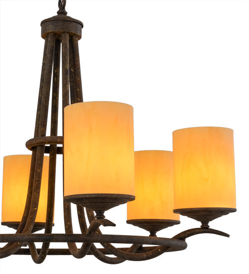 Meyda Lighting Octavia 36" 6-Light Antiquity Chandelier With Beige Tawnyrock Idalight Cylindres Shade