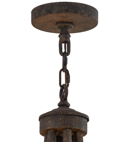 Meyda Lighting Octavia 36" 6-Light Antiquity Chandelier With Beige Tawnyrock Idalight Cylindres Shade
