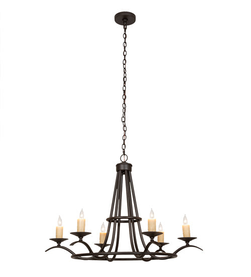 Meyda Lighting Octavia 36" 6-Light Cajun Spice Chandelier With Ivory Faux Candlelight