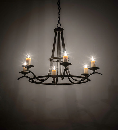 Meyda Lighting Octavia 36" 6-Light Cajun Spice Chandelier With Ivory Faux Candlelight