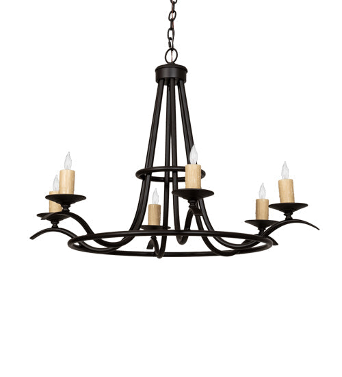Meyda Lighting Octavia 36" 6-Light Cajun Spice Chandelier With Ivory Faux Candlelight