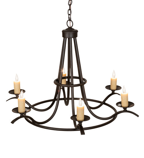 Meyda Lighting Octavia 36" 6-Light Cajun Spice Chandelier With Ivory Faux Candlelight