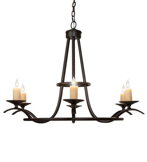 Meyda Lighting Octavia 36" 6-Light Cajun Spice Chandelier With Ivory Faux Candlelight