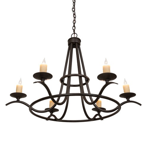 Meyda Lighting Octavia 36" 6-Light Cajun Spice Chandelier With Ivory Faux Candlelight