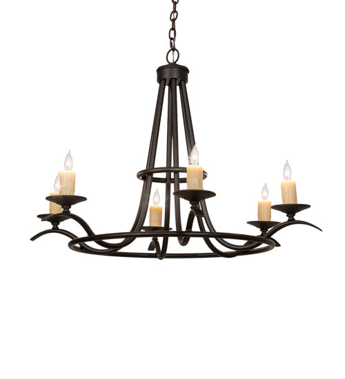 Meyda Lighting Octavia 36" 6-Light Cajun Spice Chandelier With Ivory Faux Candlelight