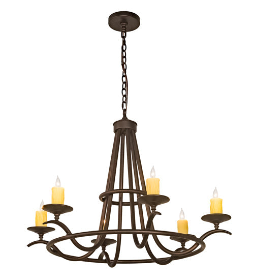 Meyda Lighting Octavia 36" 6-Light Mahogany Bronze Chandelier With Ivory Faux Candlelight