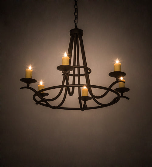 Meyda Lighting Octavia 36" 6-Light Mahogany Bronze Chandelier With Ivory Faux Candlelight
