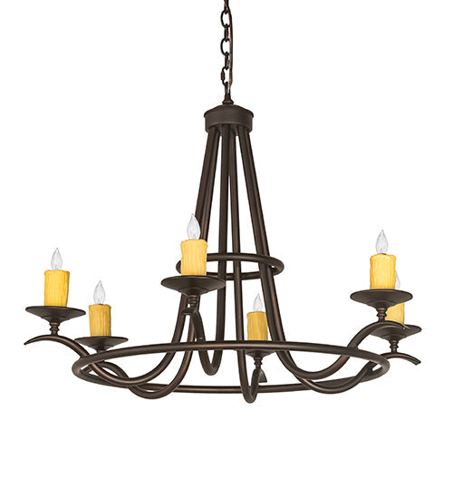 Meyda Lighting Octavia 36" 6-Light Mahogany Bronze Chandelier With Ivory Faux Candlelight