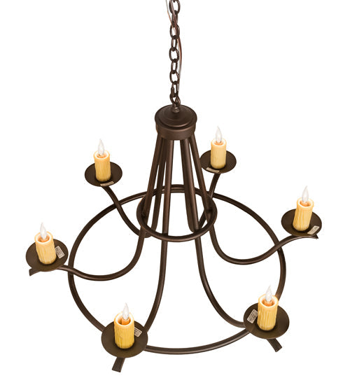 Meyda Lighting Octavia 36" 6-Light Mahogany Bronze Chandelier With Ivory Faux Candlelight