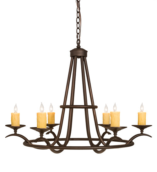 Meyda Lighting Octavia 36" 6-Light Mahogany Bronze Chandelier With Ivory Faux Candlelight