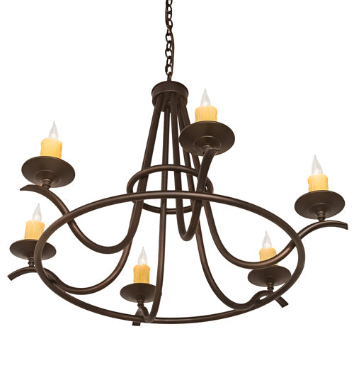 Meyda Lighting Octavia 36" 6-Light Mahogany Bronze Chandelier With Ivory Faux Candlelight