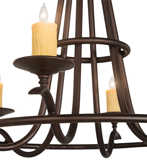 Meyda Lighting Octavia 36" 6-Light Mahogany Bronze Chandelier With Ivory Faux Candlelight