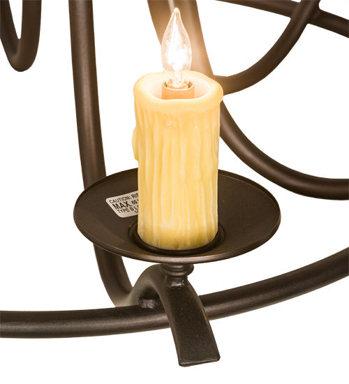 Meyda Lighting Octavia 36" 6-Light Mahogany Bronze Chandelier With Ivory Faux Candlelight